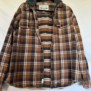 American Eagle Outfitters | Plaid Flannel Hooded Shirt / Jacket | Size Large